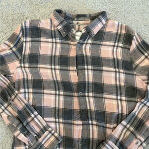 Denim & Flower Pink and Gray Checkered Shirt